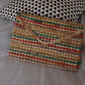 Large Vintage Straw Envelope Purse